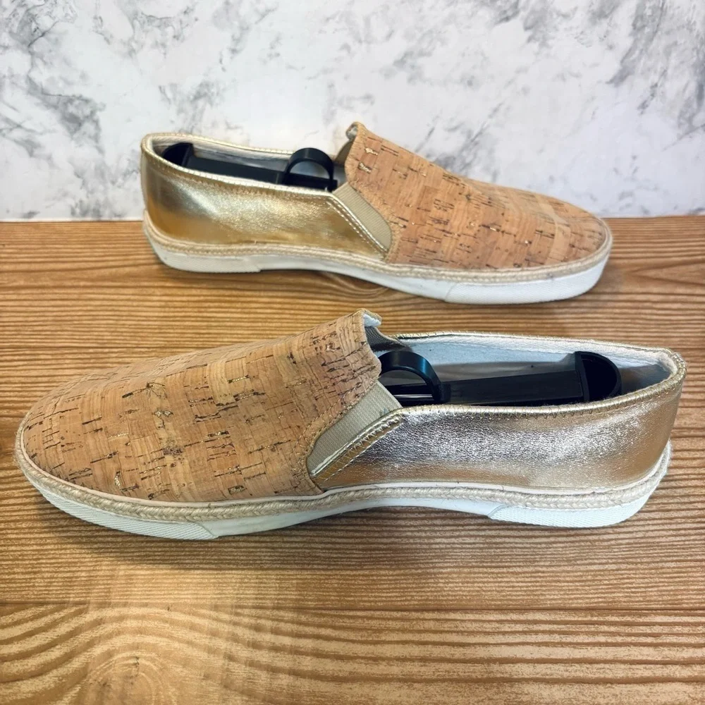 Jack Rogers Tucker Slip-On Shoes Espadrilles Sneakers Gold Cork Size 10
